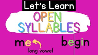 Open Syllables Syllable Types [upl. by Naujet]