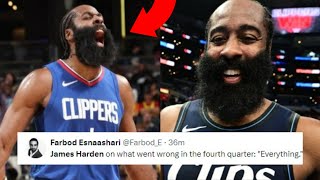 NBA FANS REACT TO JAMES HARDEN VS LOS ANGELES LAKERS  JAMES HARDEN REACTIONS [upl. by Ardnaskela644]