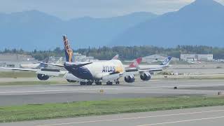 Anchorage Airport 747 Planespotting Landing 15 Reverse Ops Cargo Operations [upl. by Cirtemed]