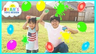 COLOR WATER BALLOONS FIGHT  Outdoors Activities for Kids [upl. by Eyahsal]