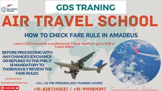 Amadeus Session 15 COMMAND TO CHECK FARE RULE FQD AirTravelSchool gdstraining amadeus [upl. by Nayrbo32]