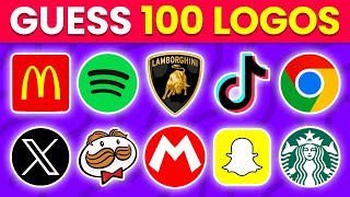 Guess the Logo in 3 Seconds  100 Famous Logos  Ultimate Logo Quiz 2024 [upl. by Ahgem900]