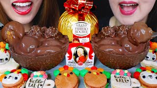 ASMR GIANT CHOCOLATE PROFITEROLES  GIANT FERRERO ROCHER BOWLS  MACARONS 먹방  KimampLiz ASMR [upl. by Gilman]