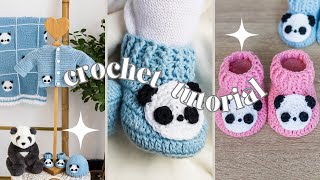 How to Make EASY Panda Crochet Baby Booties 💝🐼 [upl. by Ettedo548]