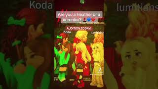 Heathers The Musical  AUDITIONS roblox bloxburg bloxburgmusical heathers heathersthemusical [upl. by Freytag]