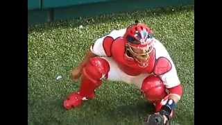 Baseball Catcher Skills Yadier Molina Bullpen [upl. by Esilrac]