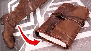 Upcycling Leather Boots into a Travelers Journal [upl. by Ailegnave]