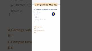 C programming MCQ 32  c programming questions with answers mcq coding shorts [upl. by Dael788]