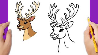 How To Draw A Reindeer Easy  Christmas Drawing [upl. by Assyli]