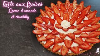 🥄Recette Tarte aux fraises crème damande et chantilly 😋🧚‍♀️ tarteauxfraises amande [upl. by Witte]