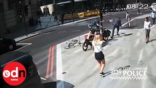 London Cyclist HEADBUTTS Pedestrian in Road Rage Incident [upl. by Zigmund]