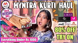 Myntra EORS Designer Kurti 😍 Under ₹1000 Try On Haul 80 OFF Sale  ThatQuirkyMiss [upl. by Hunt]