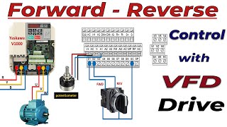 Forward Reverse Motor Control with VFD  vfd control wiring  vfd motor control circuit diagram [upl. by Ecnerwaled999]