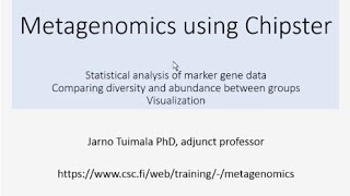 Statistical analysis of 16S rRNA data using Chipster Jarno Tuimala [upl. by Aikemaj]