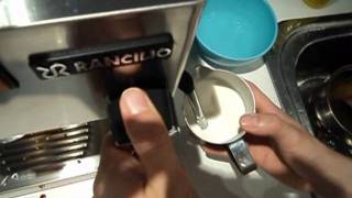 Frothing milk with Rancilio Silvia  microfoam [upl. by Adnolrehs535]