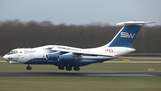 Silkway Ilyushin IL76 Screaming Landing Eindhoven Airport [upl. by Lipscomb]