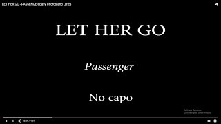 LET HER GO  PASSENGER Easy Chords and Lyrics [upl. by Ronile]