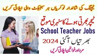 School Teacher Job  Teaching Jobs 2024  Female tevta Jobs in Bwp 2024 [upl. by Casie]