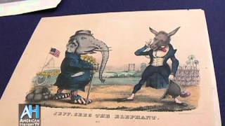 American Artifacts American Antiquarian Society  Elephant amp Donkey Political Cartoon from 1862 [upl. by Atauqal846]