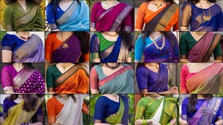 😍 Silk Cotton Saree Blouse Designs Beautiful Daily Wear Silk Cotton Saree Collections ❤️ [upl. by Ennazor]