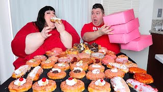 10000 Calorie Donut Challenge With Hungry Fat Chick • MUKBANG [upl. by Suneya]