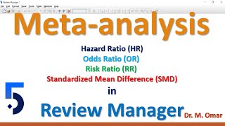 Meta analysis Hazard Ratio Odds Ratio Risk ratio Standardized Mean Difference in Review Manager [upl. by Laina]