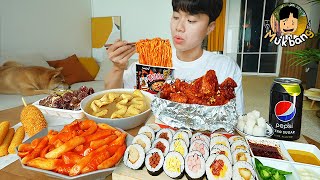 ASMR MUKBANG 직접 만든 대왕 가래떡 떡볶이 불닭볶음면 김밥 양념 치킨먹방 amp 레시피 FIRE NOODLES AND Tteokbokki EATING SOUND [upl. by Farwell]