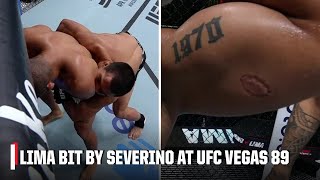 Igor Severino DQ’d for biting Andre Lima on UFCVegas89 prelims  ESPN MMA [upl. by Manvell]