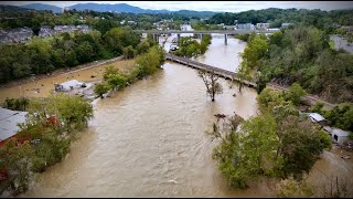 Asheville River Arts District  Flood Drone Footage [upl. by Mcclish]