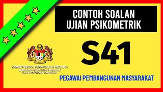 Contoh Soalan Ujian Psikometrik Pegawai Pembangunan Masyarakat S41 JPNIN [upl. by Eob]