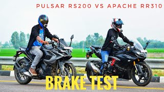 BRAKE TEST OF PULSAR RS200 AND APACHE RR310 [upl. by Heise493]