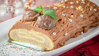 How to make Chocolate Chestnut Bûche de Noël Recipe [upl. by Tower]