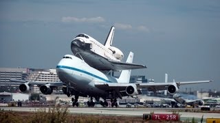 NASA Boeing 747123 N905NA with Space Shuttle Endeavor at LAX [upl. by Busch309]