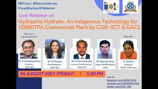 Hydrazine Hydrate An Indigenous Technology for 10000TPA Commercial Plant by CSIRIICT amp GACL [upl. by Etteoj]