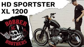 HARLEY DAVIDSON SPORTSTER XL 1200 BOBBER  CUSTOM EXHAUST  BOBBERBROTHERS  CUSTOM BUILT MOTORCYCLE [upl. by Entsirhc540]