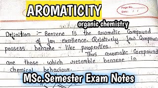 Aromaticity  Organic Chemistry  Complete Basic Concept  MScsemester Exam Notes [upl. by Aicil]