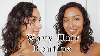 Wavy Hair Routine 2a2b Curls W Denman Brush [upl. by Ellehcsor]