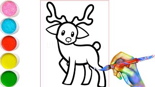 How to Draw A Reindeer for Kids Drawing Step by step  Cute Reindeer Drawing [upl. by Esiralc36]