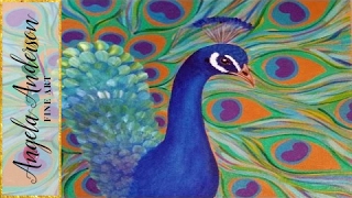 How to Paint a Peacock  Easy Free Acrylic Tutorial PawgustArt Painting [upl. by Tews]