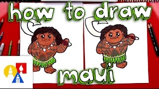 How To Draw Cartoon Maui From Moana [upl. by Schifra474]