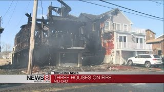 3 houses burn 2 a total loss in Milford fire [upl. by Einnoj]