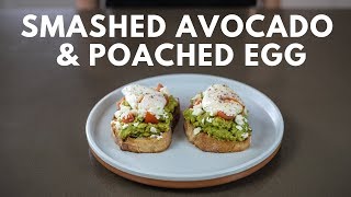 How to make Smashed Avocado and Poached Egg on Toast HEALTHY breakfast recipe [upl. by Darla]