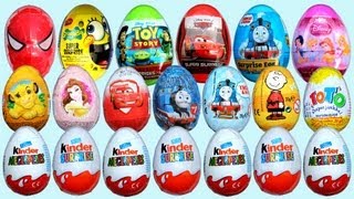 20 Surprise Eggs 7 Kinder Surprise Disney Pixar Cars 2 Thomas Spongebob [upl. by Seabrooke]