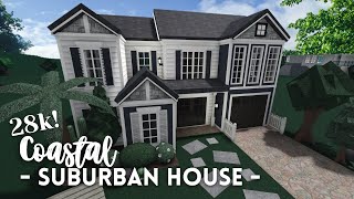 bloxburg  ꒰ 28k ꒱ 🌴 two story coastal suburban house layout ꒰ no advanced placing layout build ꒱ [upl. by Ellehctim150]