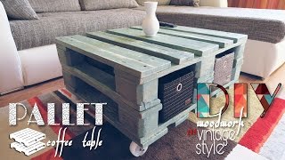 DIY  vintage style pallet coffee table [upl. by Maximo]