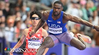 Rai Benjamin in cruise control to open 2024 Paris Olympics with 400m hurdle heat win  NBC Sports [upl. by Dayir141]