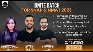 Introduction Session of Ignite Batch for SNAP amp NMAT 2023  SNAP 2023  NMAT 2023 [upl. by Nnylram]