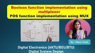 Boolean function Implementation using Multiplexer  POS product of Sum  function implementation [upl. by Aiclid]