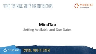 MindTap Setting Available and Due Dates [upl. by Ahc642]