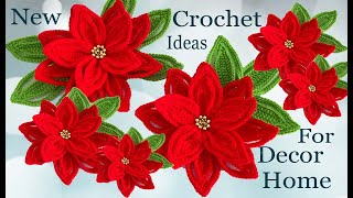 NUEVAS flores NOCHEBUENA para tu Casa Super Bonita para Regalar o Vender a Crochet [upl. by Nahtaneoj]